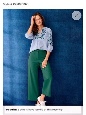 Talbots Wide Ankle Twill Pants Heritage Green Size 12 Colette Style coastal